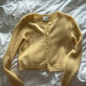 Reformation Clara Parmesan Yellow Cashmere Button-Up Cardigan